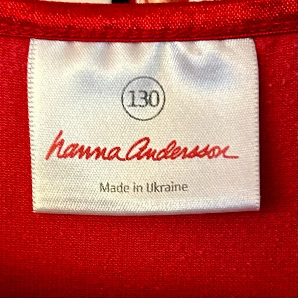 Hanna Andersson Red Velour 3 Tiered Twirl Half Sleeve Holiday Dress 8 EU 130 - Picture 4 of 7